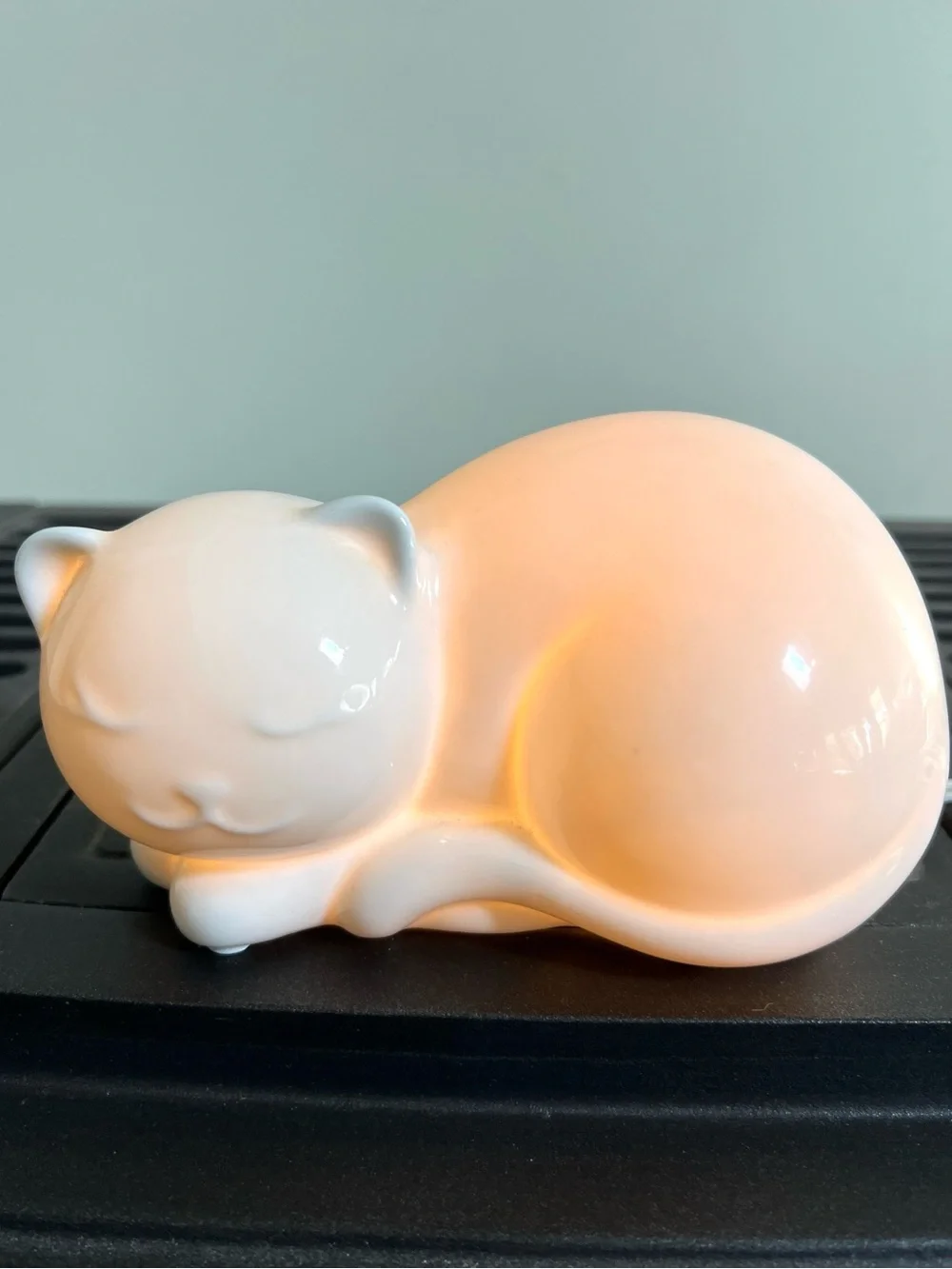 Sleeping Kitten or Cat Lamp Originally from Target White Ceramic Lamp Soft Light